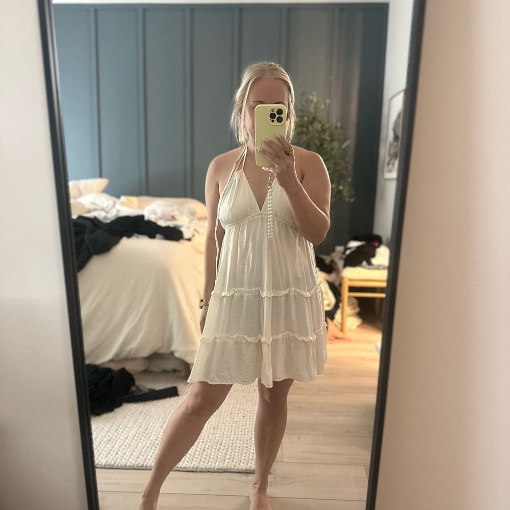 White Summer Casual Tiered Dress